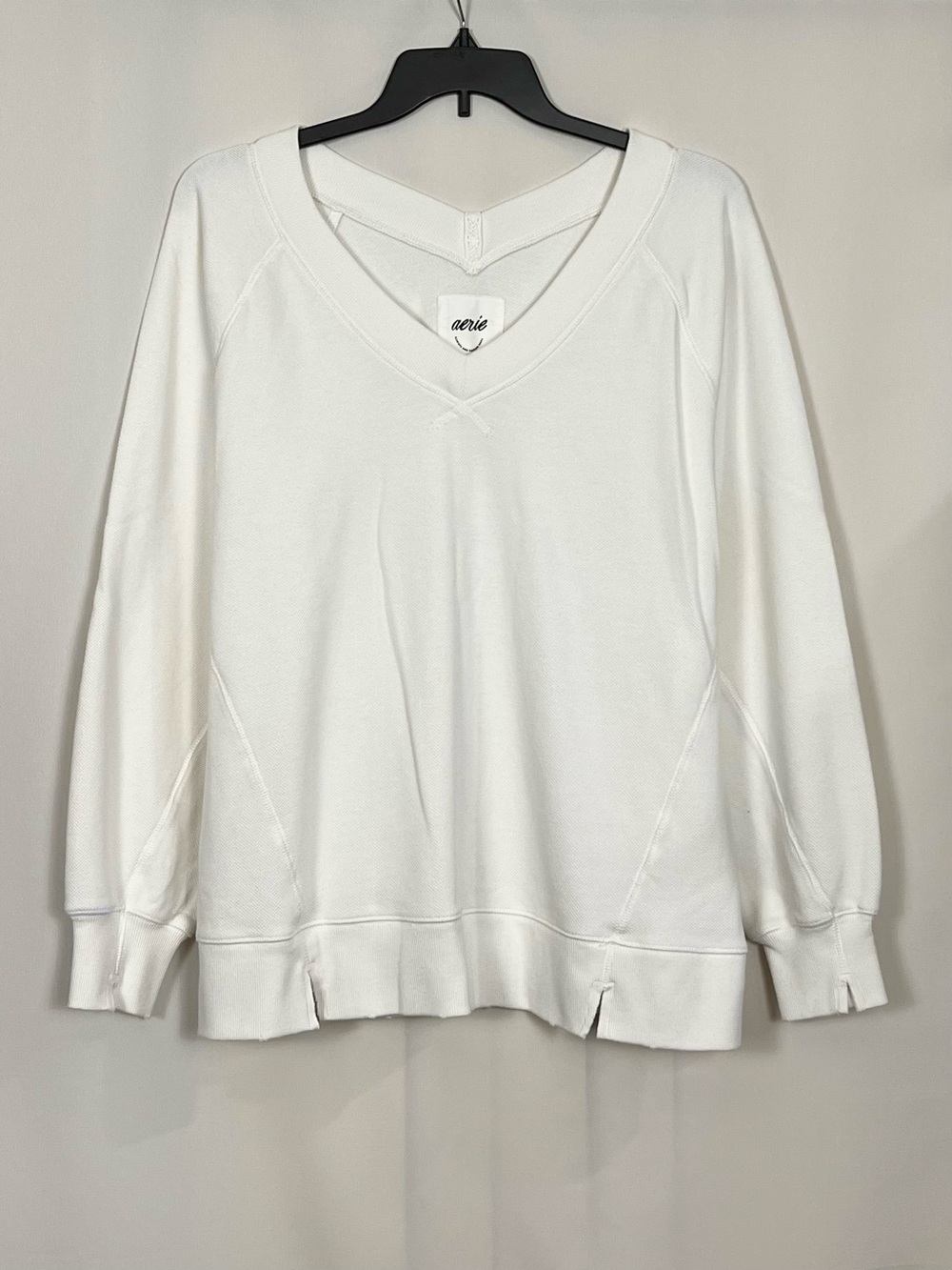 Aerie Women’s Downtime Oversized Big Hug V-Neck Sweatshirt Soft Muslin Sz S